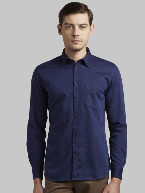 

Parx Men Navy Blue Slim Fit Printed Casual Shirt