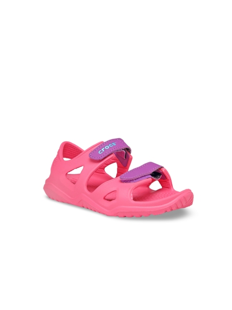 

Crocs Swiftwater Girls Pink Solid Synthetic Open Toe Flats