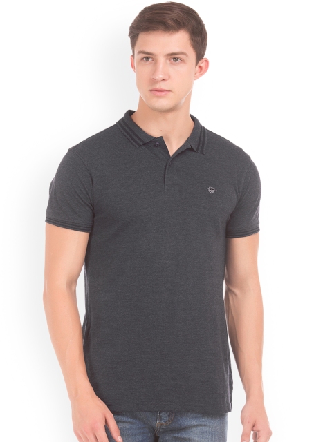 

Ruggers Men Charcoal Grey Solid Polo T-shirt