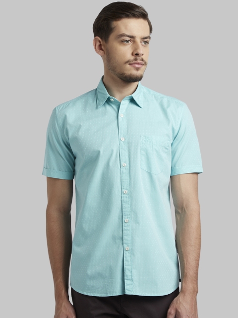 

Parx Men Sea Green Slim Fit Self Design Casual Shirt