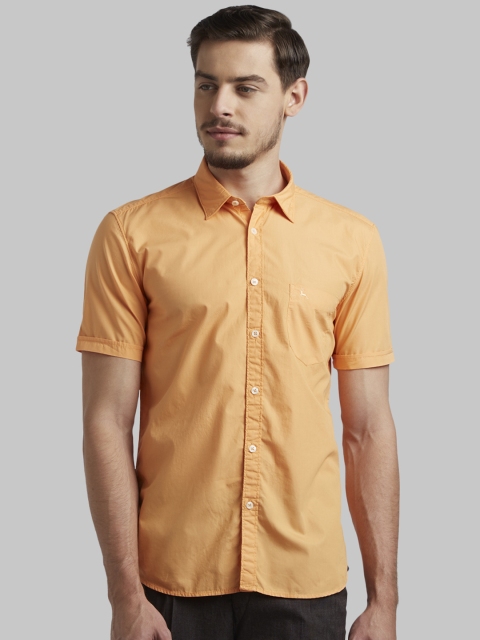Parx Men Orange Slim Fit Solid Casual Shirt