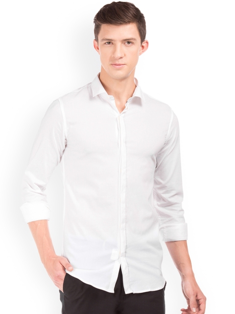 

Excalibur Men White Slim Fit Solid Casual Shirt