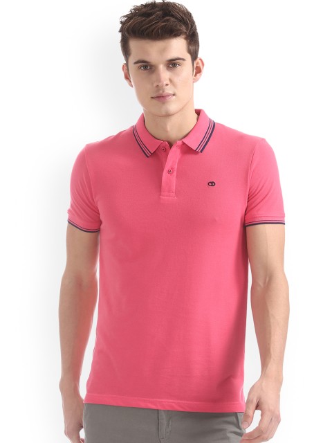 

Ruggers Men Pink Solid Polo Collar T-shirt