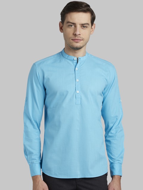 

Parx Men Turquoise Blue Slim Fit Solid Casual Shirt