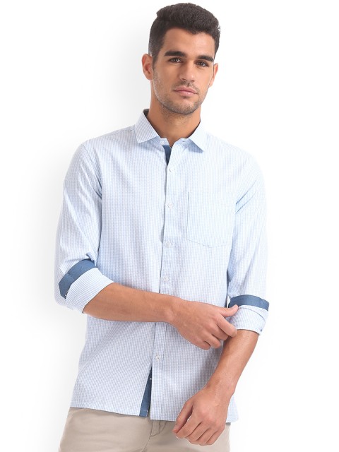 

Excalibur Men Blue & White Regular Fit Checked Casual Shirt