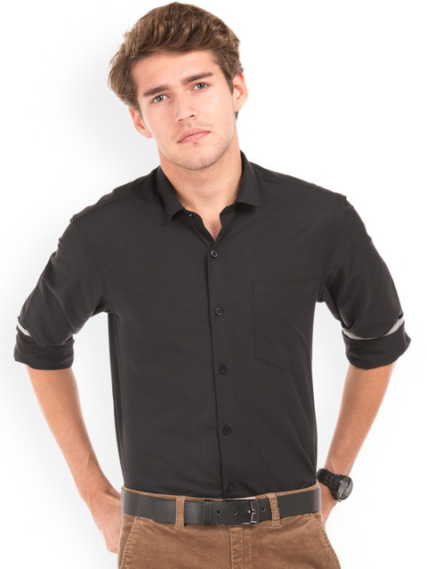 

Excalibur Men Black Regular Fit Solid Semiformal Shirt