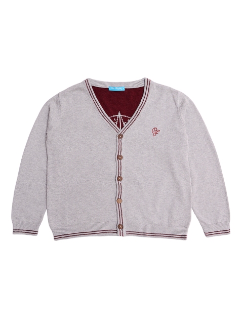 

One Friday Boys Grey Solid Cardigan