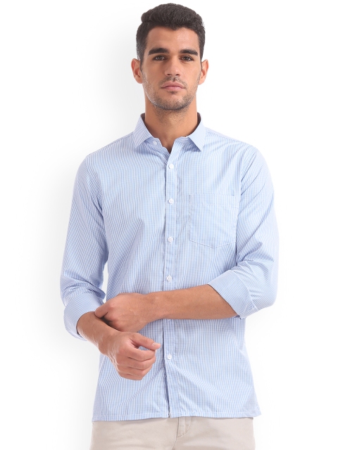 

Excalibur Men White & Blue Regular Fit Checked Casual Shirt