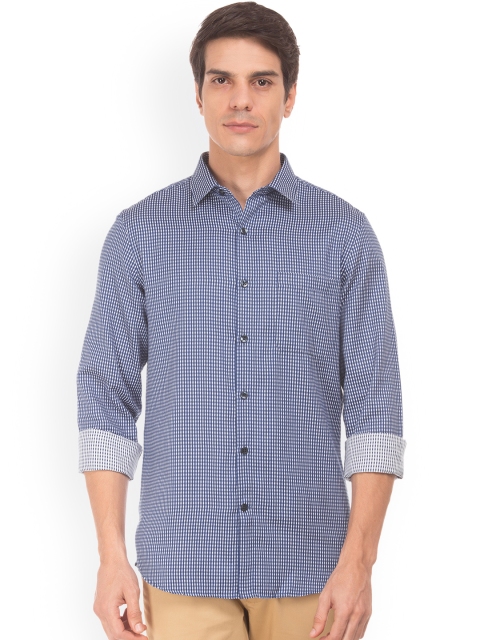 

Excalibur Men Blue & White Slim Fit Checked Casual Shirt