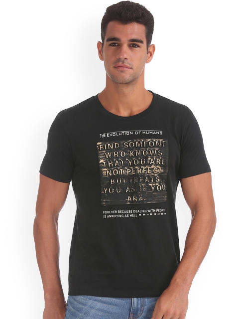 

Newport Men Black Printed Round Neck T-shirt