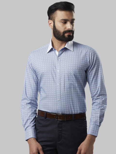 

Raymond Men Blue & White Regular Fit Printed Semiformal Shirt