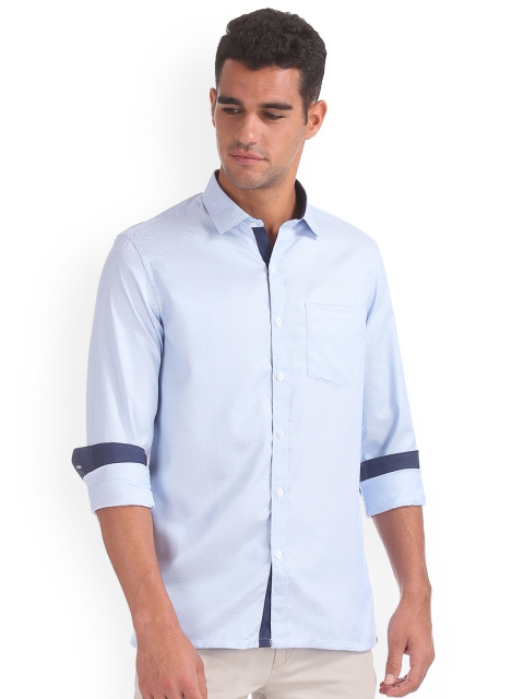 Excalibur Men Blue Regular Fit Solid Casual Shirt