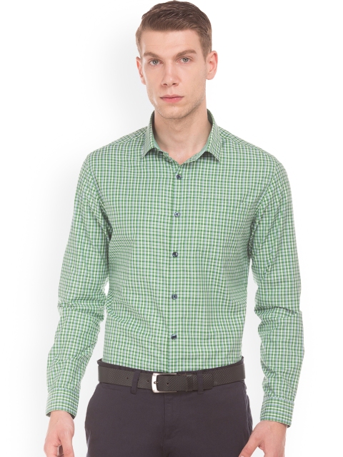 

Excalibur Men Green Regular Fit Checked Formal Shirt