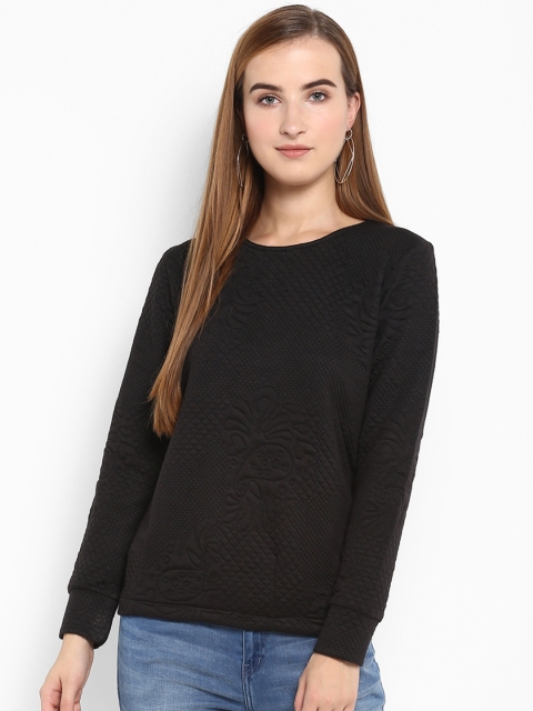 

Monte Carlo Women Black Self Design Sweatshirt