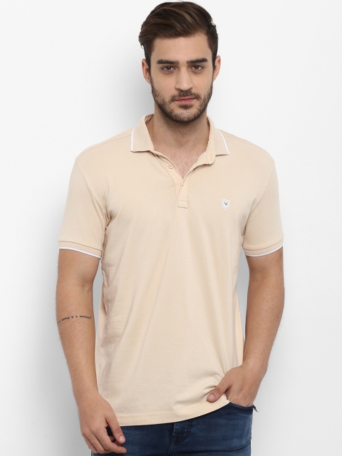 

Mufti Men Cream-Coloured Solid Polo Collar T-shirt