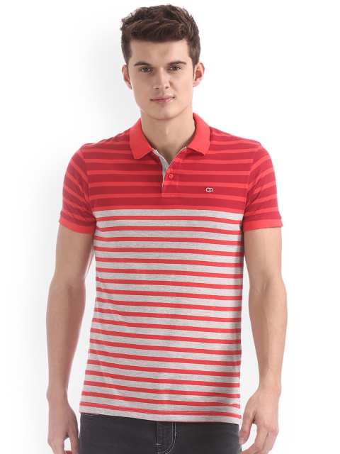 

Ruggers Men Red Striped Polo T-shirt