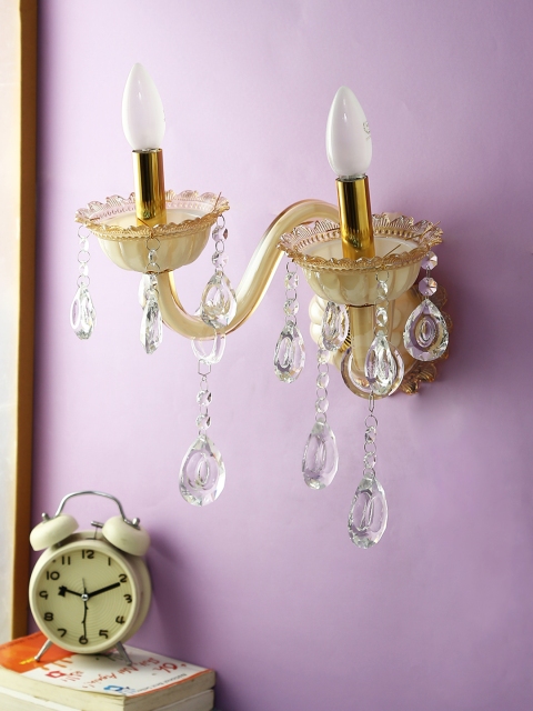 

Aesthetic Home Solutions Gold-Toned Double Shade Wall Lamp