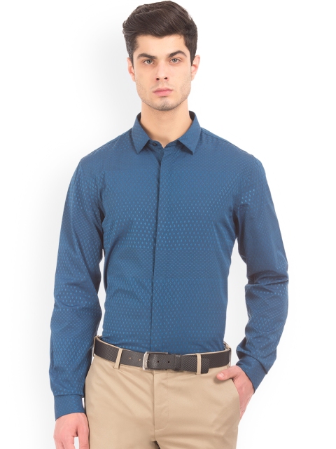 

Excalibur Men Blue Skinny Fit Printed Formal Shirt