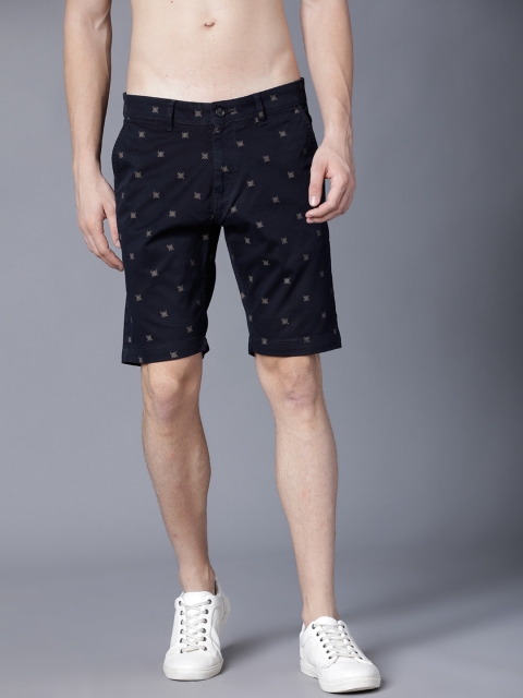

HIGHLANDER Men Navy Blue Printed Slim Fit Regular Shorts