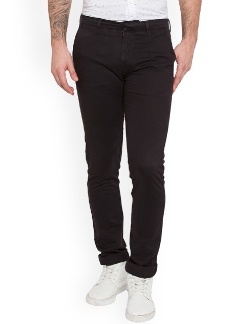 

SPYKAR Men Black Slim Fit Solid Regular Trousers