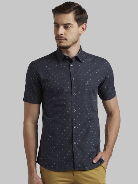 

Parx Men Grey Slim Fit Printed Casual Shirt