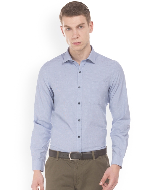 Excalibur Men Blue Slim Fit Self Design Casual Shirt