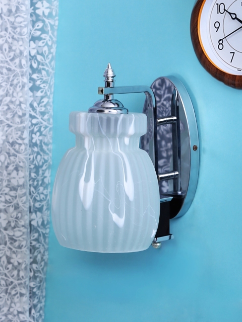 

Aesthetic Home Solutions Steel-Toned & White Textured Wall Lamp with Shade