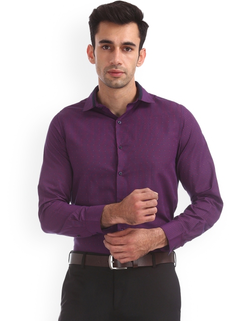

Excalibur Men Purple Slim Fit Checked Semiformal Shirt