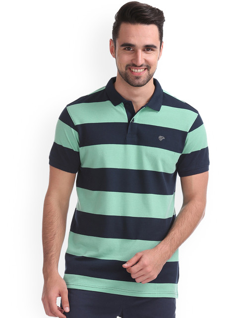 

Ruggers Men Blue Striped Polo T-shirt
