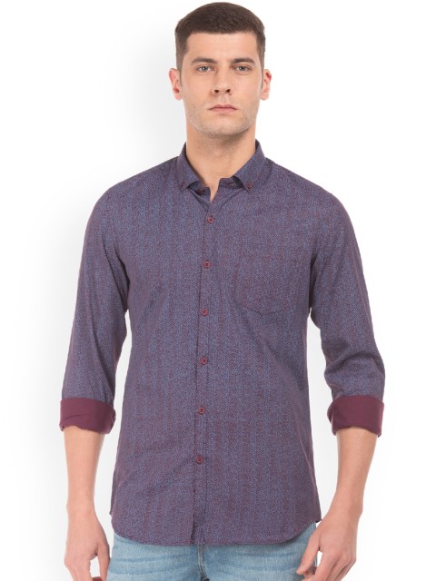 

Excalibur Men Blue Skinny Fit Printed Casual Shirt