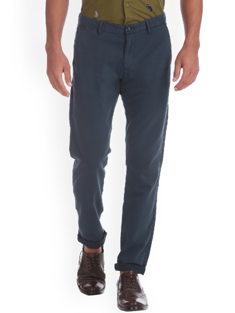 

Ruggers Men Blue Slim Fit Solid Regular Trousers