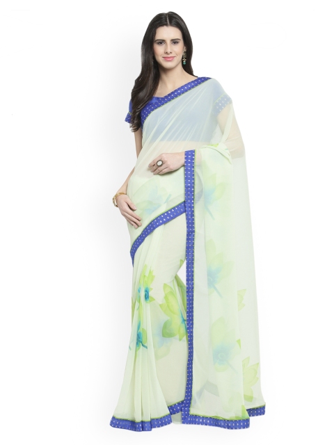 

Shaily Off-White Printed Pure Georgette Saree