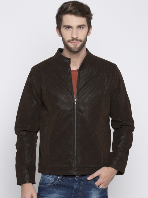 

SPYKAR Men Brown Solid Suede Biker Jacket