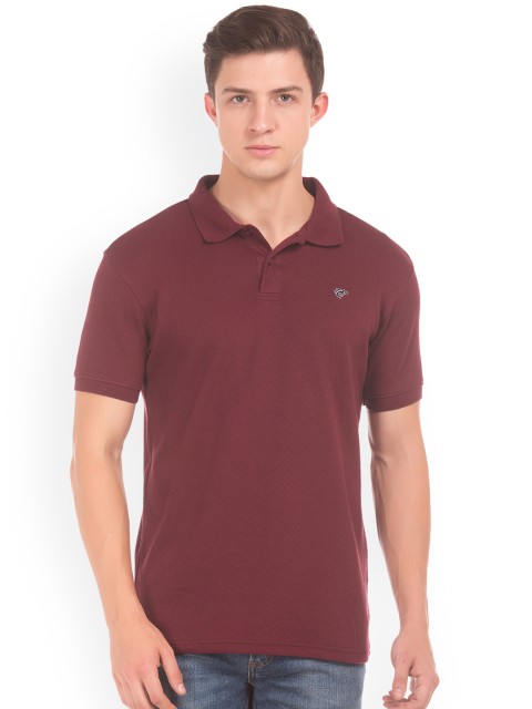 

Ruggers Men Maroon Solid Polo Collar T-shirt