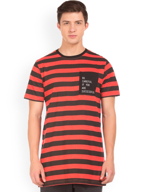

Colt Men Orange Striped Round Neck Pure Cotton T-shirt