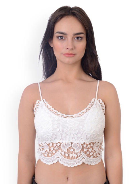 

Da Intimo White Lace Non-Wired Lightly Padded Styled Back Bralette DI1162