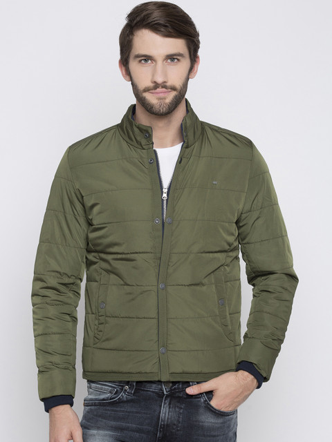 

SPYKAR Men Olive Green Solid Quilted Jacket