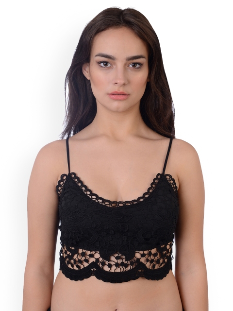 

Da Intimo Black Lace Non-Wired Lightly Padded Bralette Bra DI1161