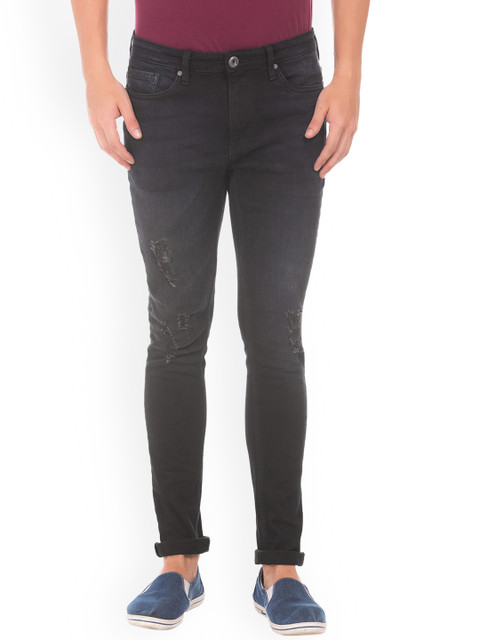 

Colt Men Black Slim Fit Low-Rise Mildly Distressed Jeans