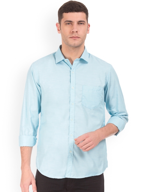 

Excalibur Men Turquoise Blue Regular Fit Solid Casual Shirt