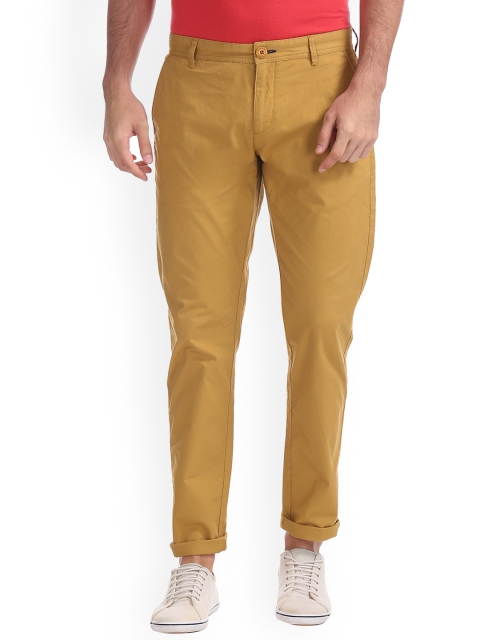 

Ruggers Men Mustard Brown Regular Fit Solid Regular Trousers