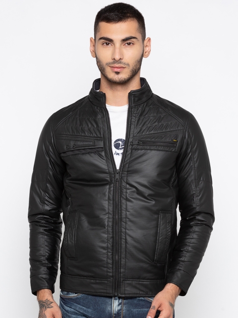 

SPYKAR Men Black Solid Biker Jacket