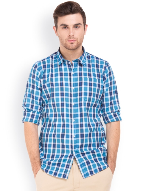 

Ruggers Men Blue Regular Fit Checked Casual Shirt