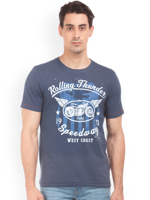 

Cherokee Men Blue Printed Round Neck T-shirt