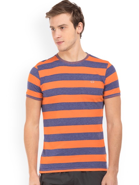 

Colt Men Orange Striped Round Neck T-shirt
