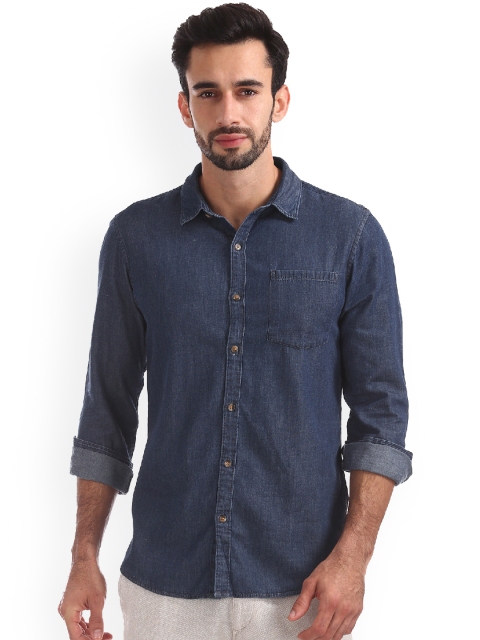 

Ruggers Men Blue Regular Fit Self Design Casual Shirt