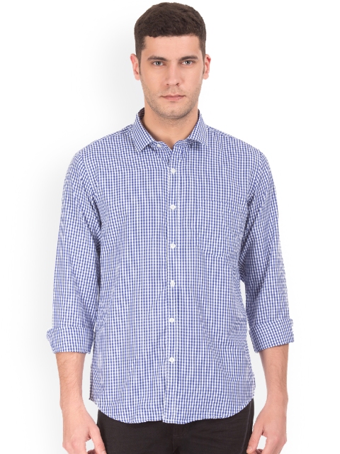 

Excalibur Men Blue Regular Fit Checked Casual Shirt