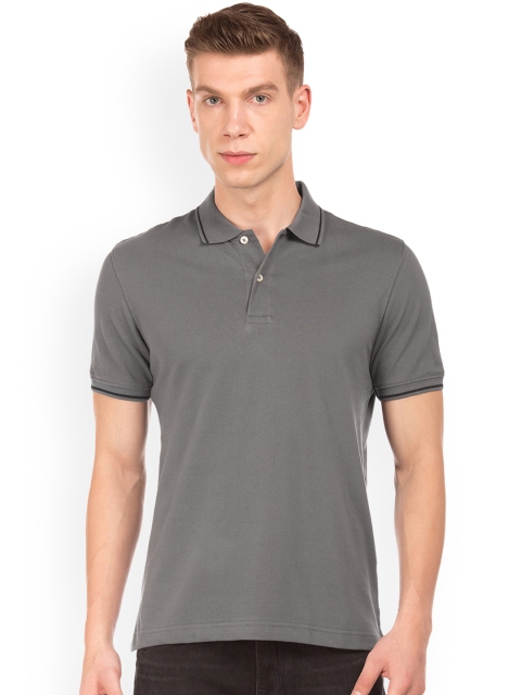 

Ruggers Men Grey Solid Polo Collar T-shirt