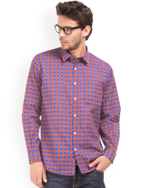 

Ruggers Men Red & Blue Regular Fit Checked Casual Shirt