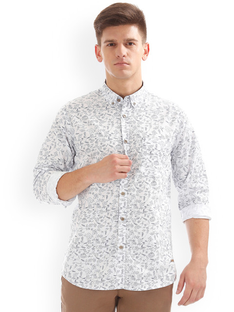 

Cherokee Men White Regular Fit Printed Casual Shirt